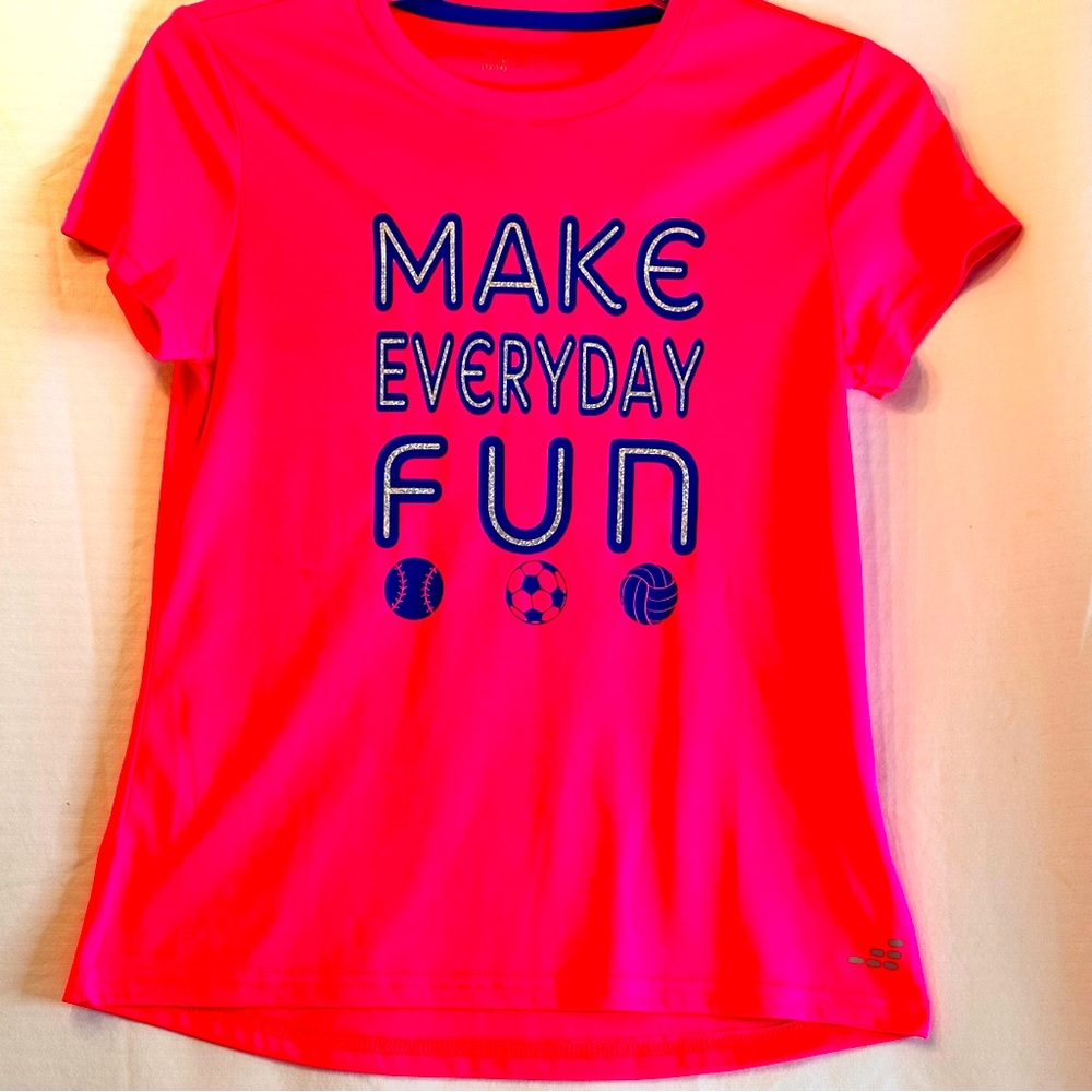 BGC NEON PINK GIRLS TEE (sz L 12-14)